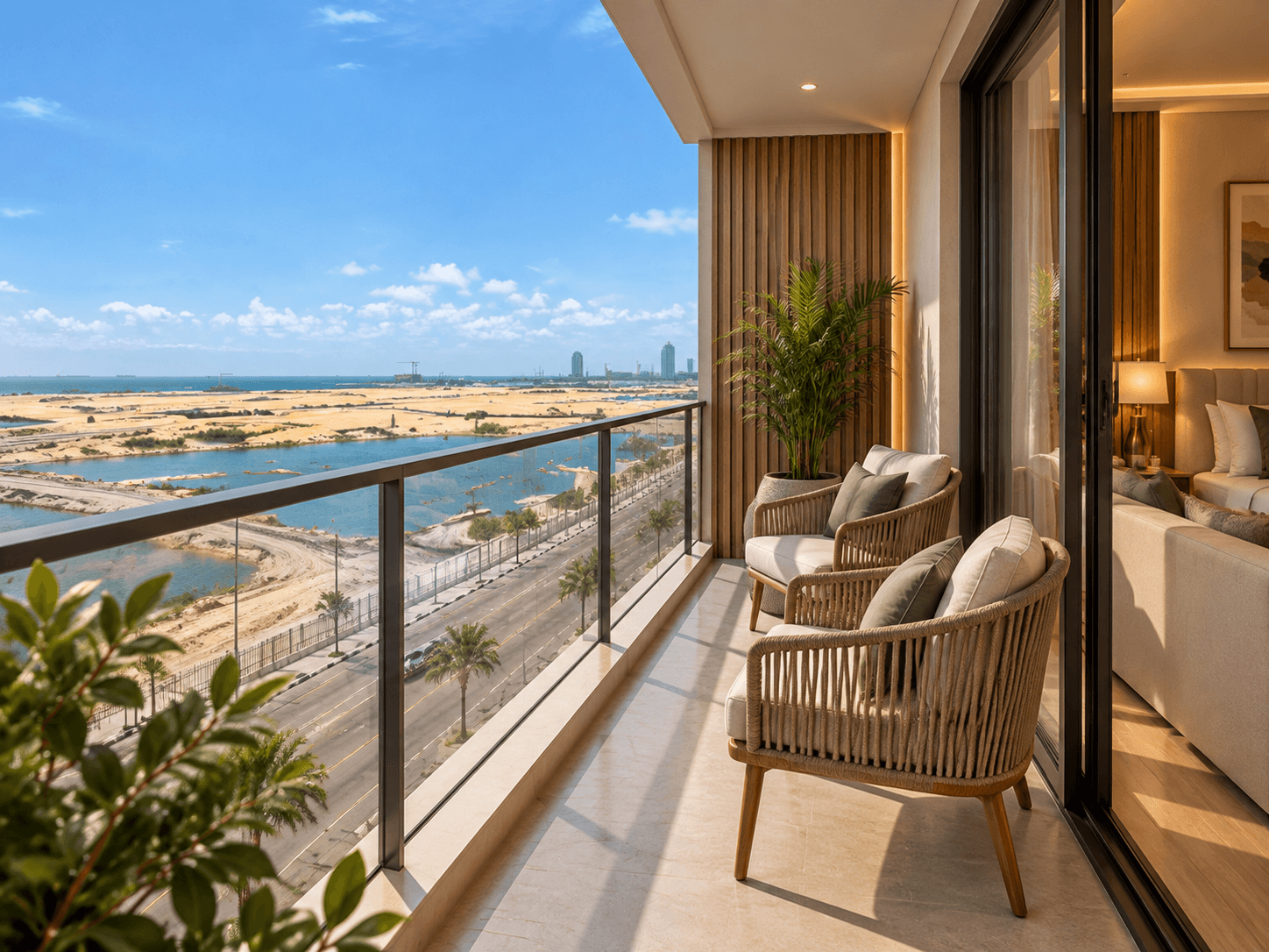 Waterview apartment balcony with an ocean view